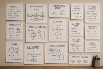 Wall of sticky notes describing small catalog improvement tasks