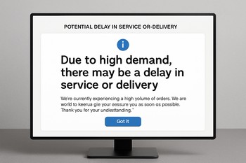 Panel explaining a delivery delay with a new promised date