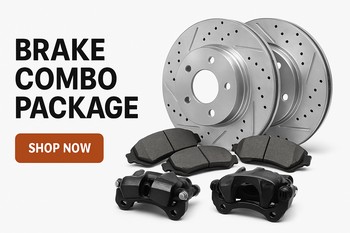 Layout of a curated brake service combination with discs, pads and hardware