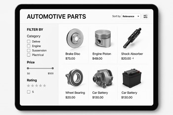Tablet view of catalog filters and narrowed results