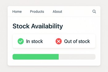 Status bar with icons for in stock, in transfer and on request